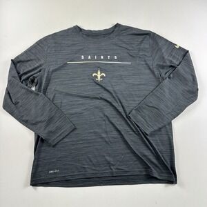 Nike New Orleans‎ Saints Long Sleeve T-Shirt Gray Men's XL On Field Active Train